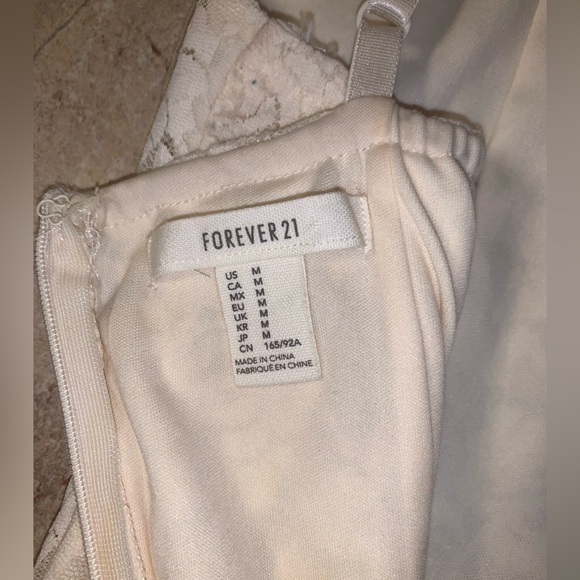 🤍Forever 21 Romantic Lace Floral Mini Dress - Cream/Off White - Size Medium - Picture 5 of 12
